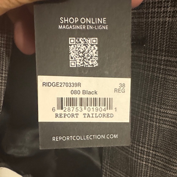 Report Men's Charcoal Checkered Blazer - Picture 2 of 4